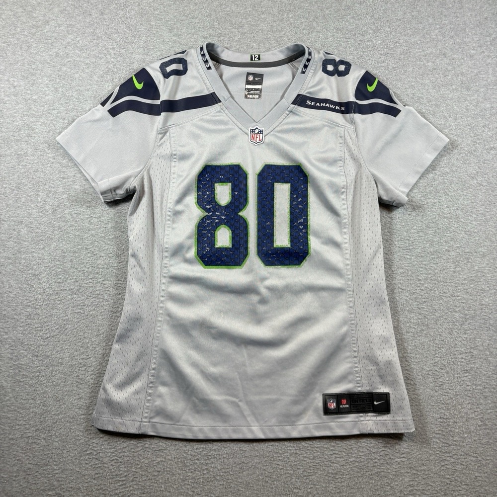 Women's Nike Seattle Seahawks Steve Largent #80 Wolf Grey NFL Jersey Size L